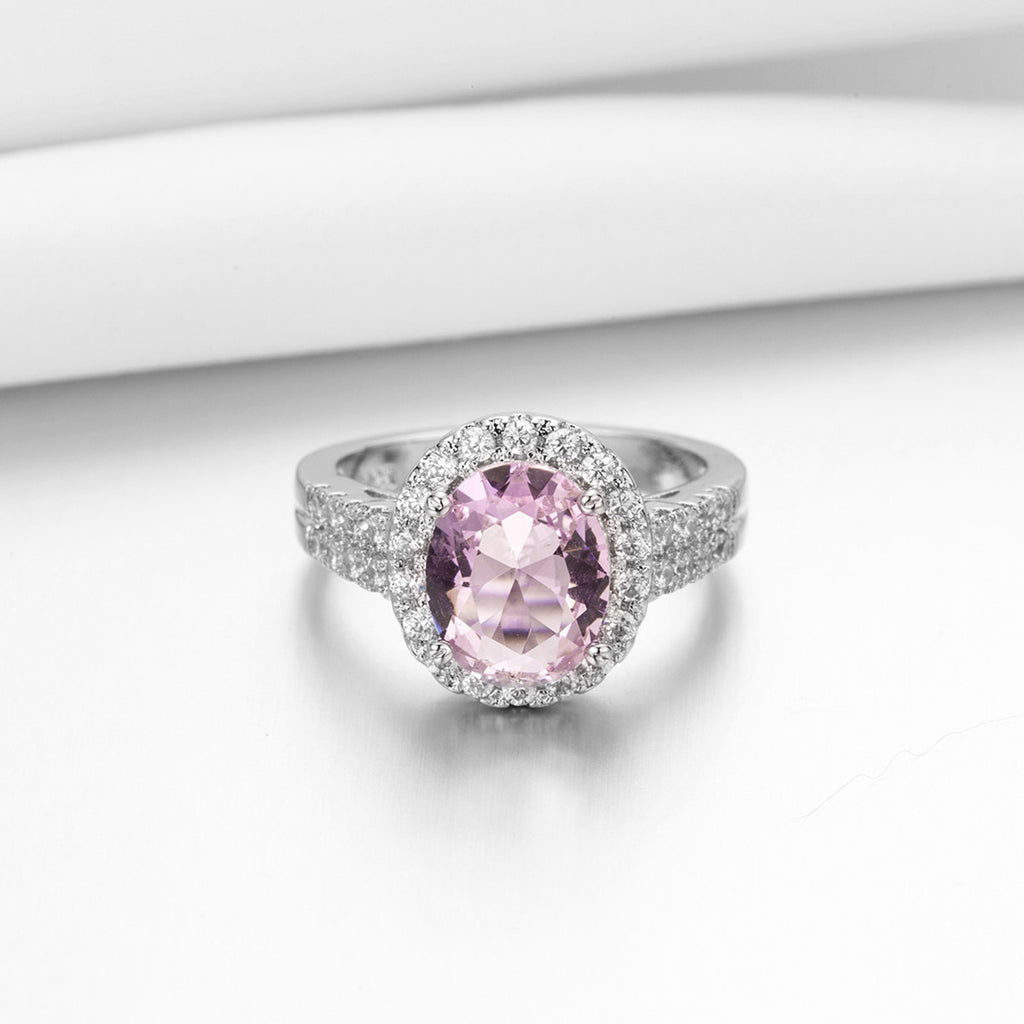 New Oval Cut  Crystal & Zircon Ring, European Style  Zircon Engagement Jewelry For Women